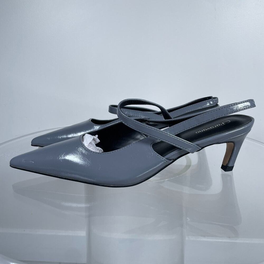 C. Paravano Heels 41 US 10 HELEN Pointed Toe Kitten Heel Gray Leather Business
